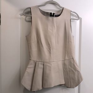 Leather Cream Peplum Top